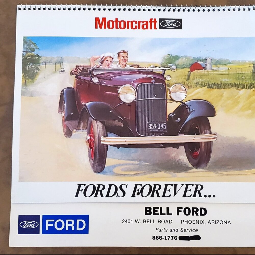 1983 Fords Forever Vintage Car Motorcraft Calendar Bell Ford Advert Phoenix AZ